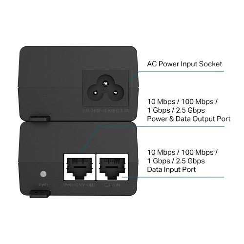 TP-Link Omada POE260S PoE adapter 2.5 Gigabit Ethernet, Fast Ethernet, Gigabit Ethernet