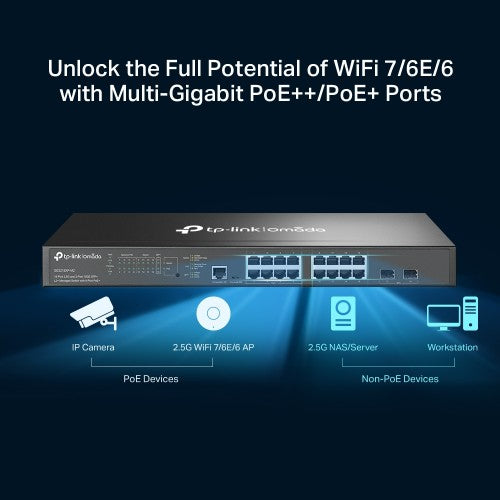 TP-Link Omada SG3218XP-M2 network switch Managed L2+ 2.5G Ethernet (100/1000/2500) Power over Ethernet (PoE) 1U Black