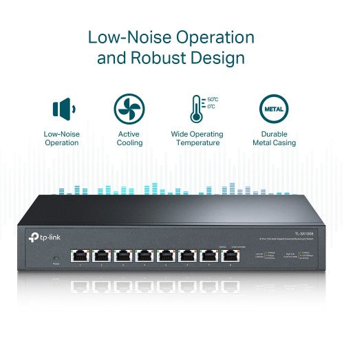 TP-Link TL-SX1008 network switch Unmanaged 10G Ethernet (100/1000/10000) 1U Black