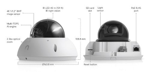 Ubiquiti G6 Pro Dome IP security camera Indoor & outdoor 3840 x 2160 pixels Ceiling/wall