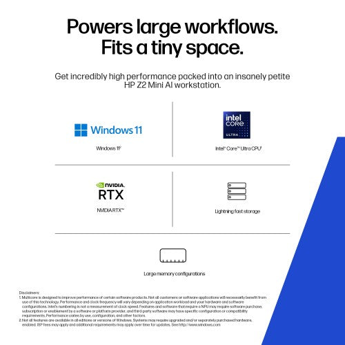 HP DQ6G5ET PC/workstation Intel Core Ultra 9 285K 64 GB DDR5-SDRAM 1 TB SSD Windows 11 Pro Mini PC AI Workstation, AI PC Black