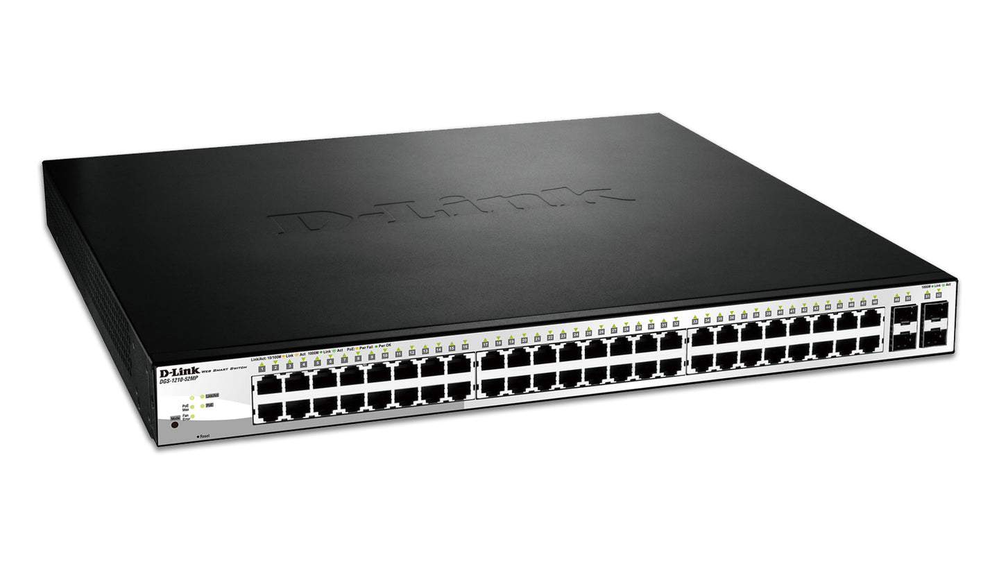 D-Link DGS-1210-52MP Managed L2 Gigabit Ethernet (10/100/1000) Power over Ethernet (PoE) Black, Grey