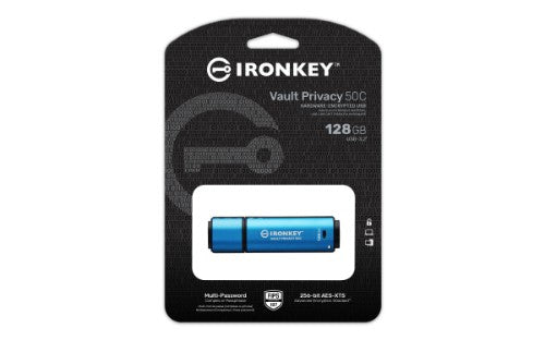 Kingston Technology IronKey 128GB USB-C Vault Privacy 50C AES-256 Encrypted, FIPS 197