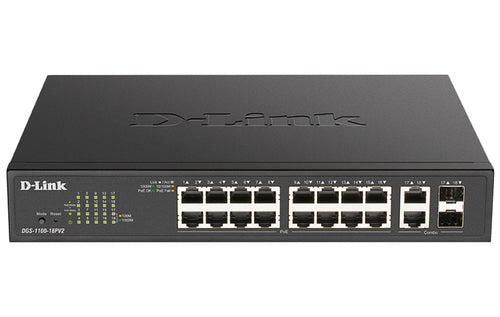 D-Link DGS-1100-18PV2 network switch Managed L2 Gigabit Ethernet (10/100/1000) Power over Ethernet (PoE) 1U Black