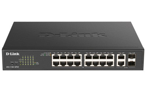 D-Link DGS-1100-18PV2 network switch Managed L2 Gigabit Ethernet (10/100/1000) Power over Ethernet (PoE) 1U Black